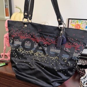 Coach Black Tote with rhinestones